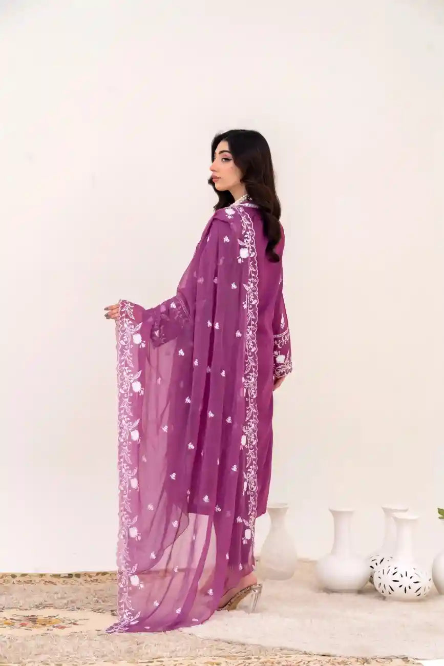 Magenta Grace 3Pc Lawn Embroidered