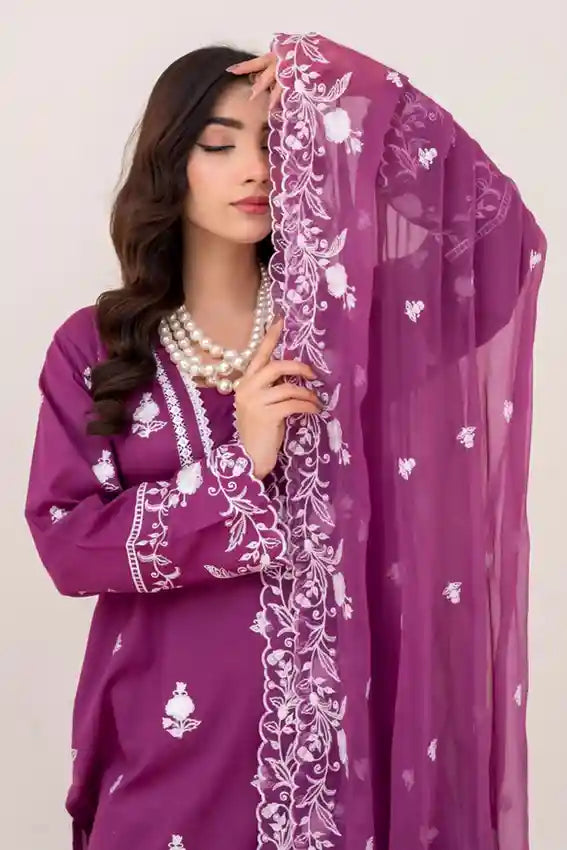 Magenta Grace 3Pc Lawn Embroidered