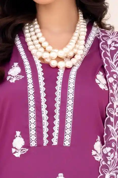Magenta Grace 3Pc Lawn Embroidered